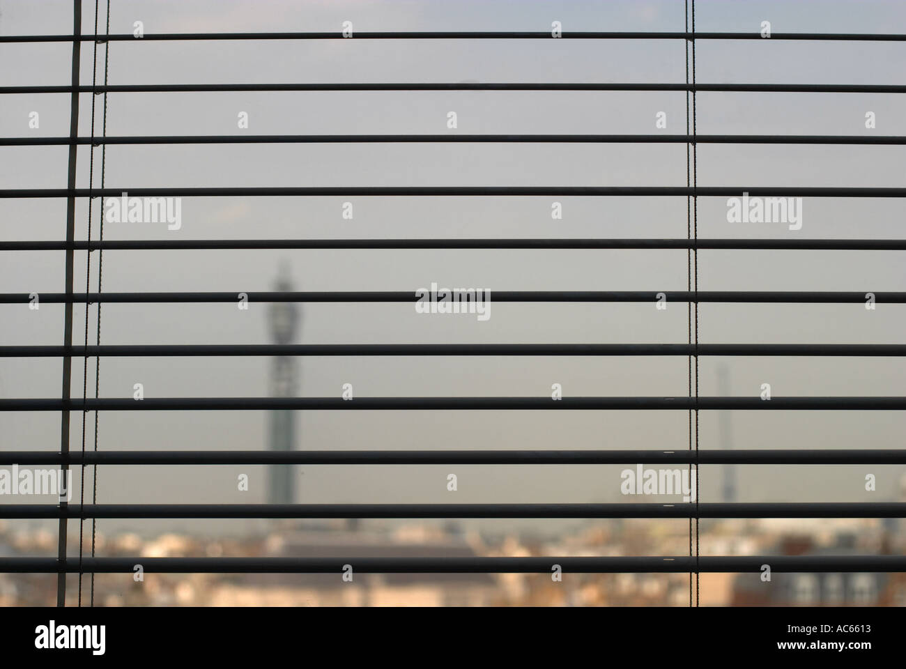 Telecom Tower through venetian blind London Stock Photo