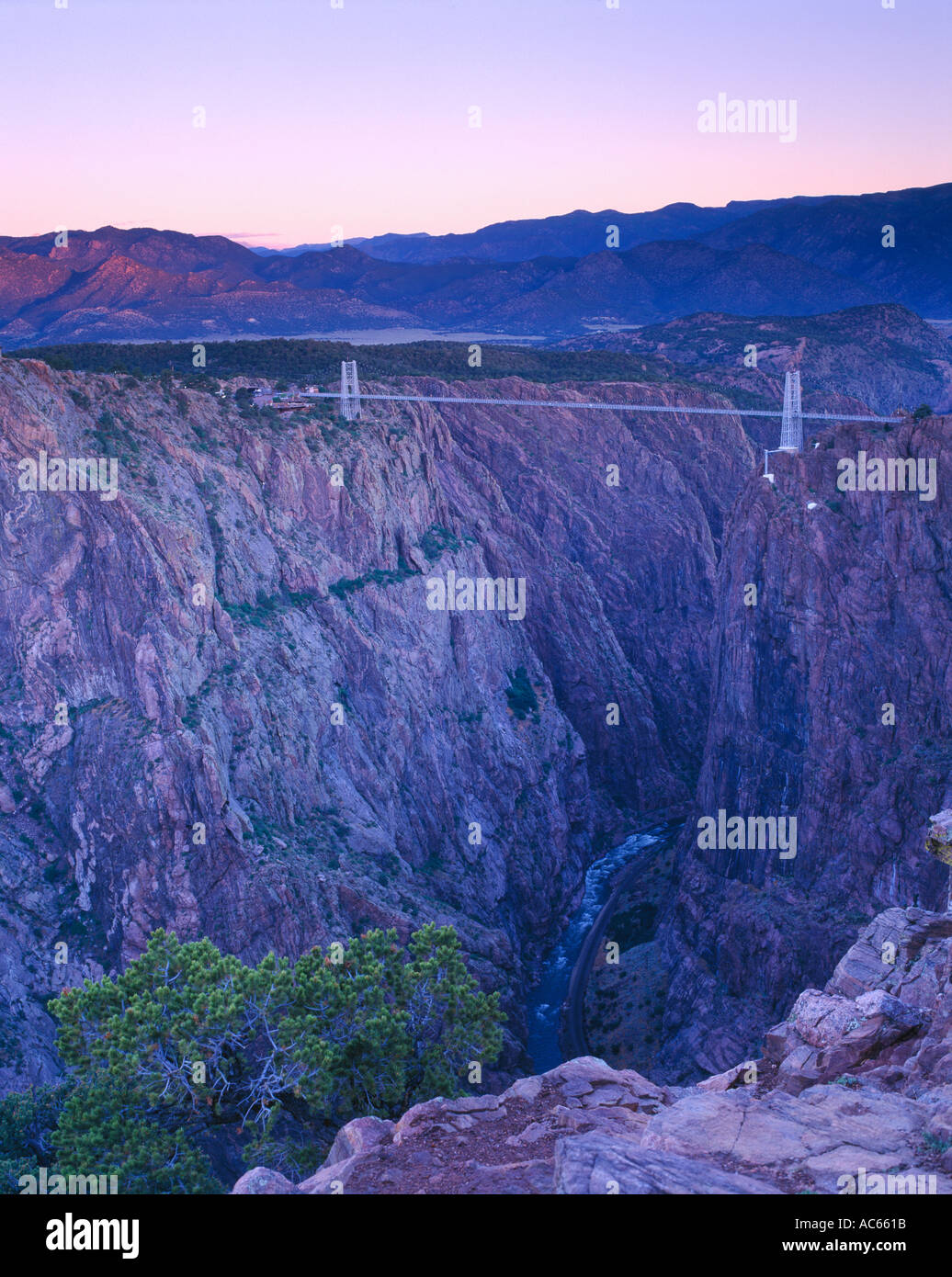 Daybreak on the Royal Bridge world s highest suspension bridge