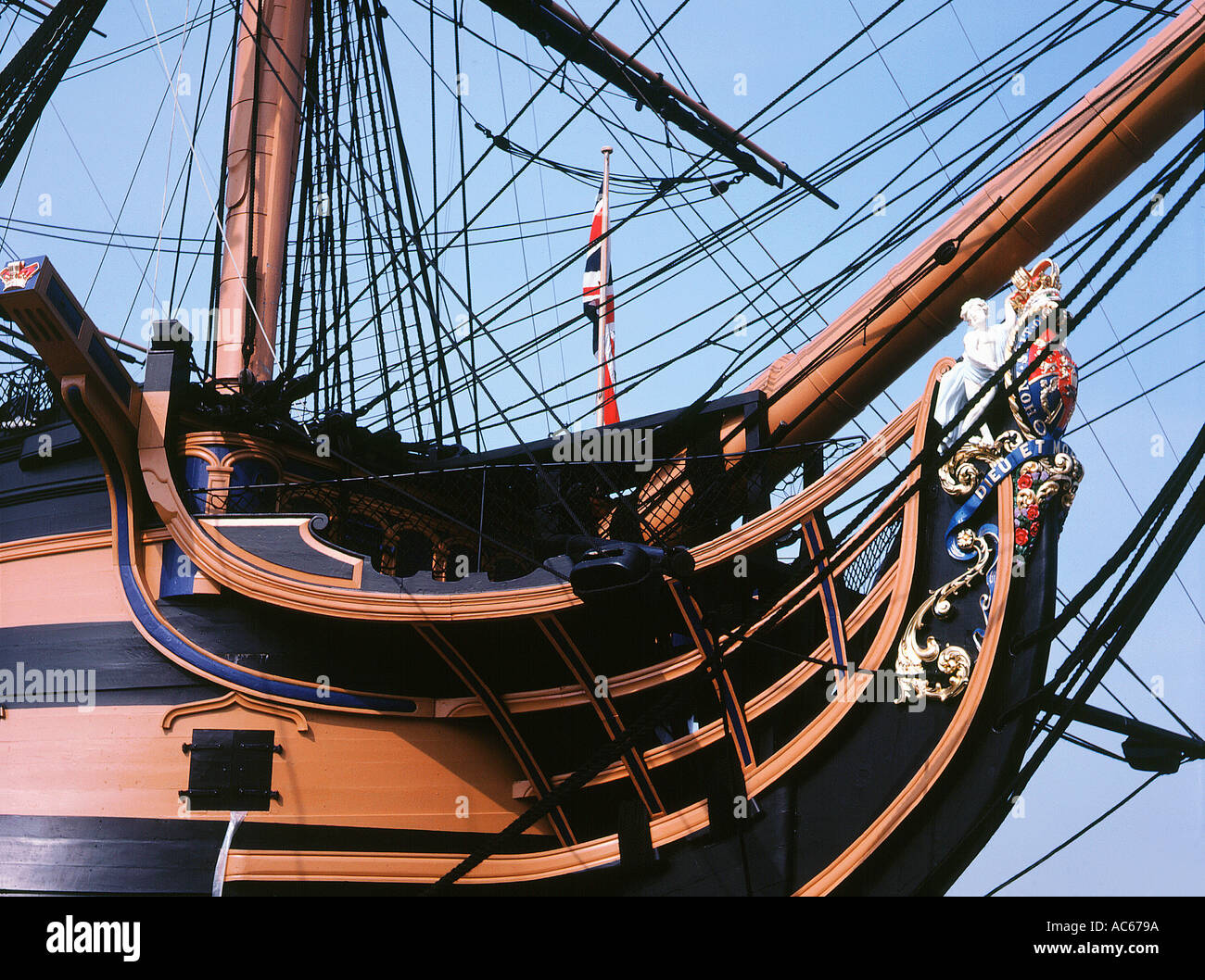 HMS Victory detail. ONLY FOR EDITORIAL USE. Stock Photo