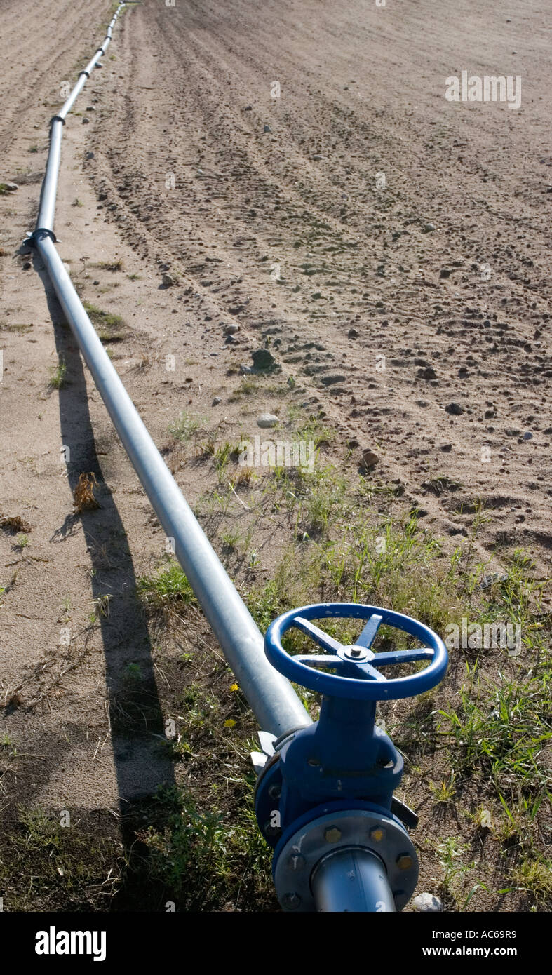 Irrigation water well , valve and pipeline to irrigation system Stock
