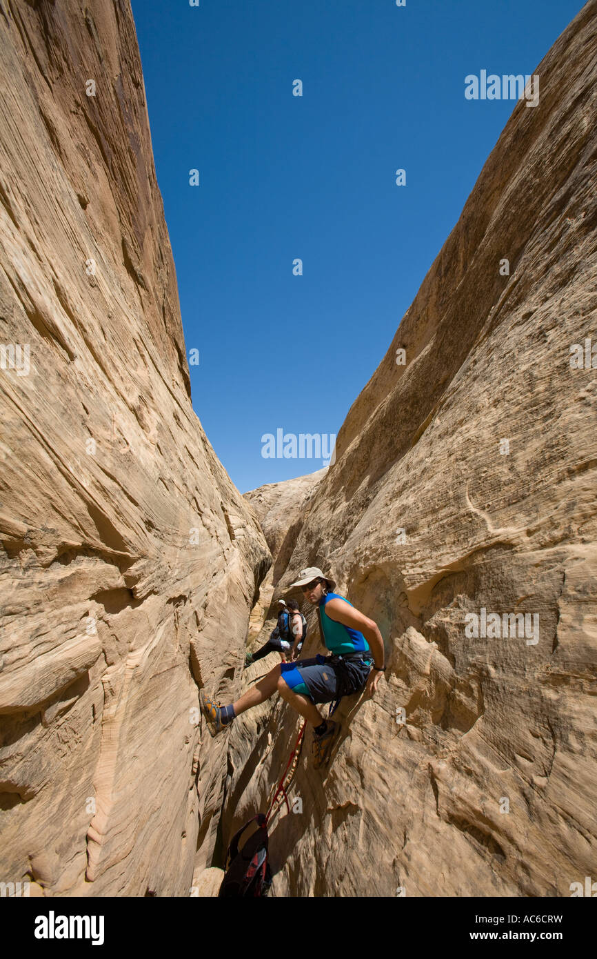 Eric Odenthal canyoneering down Zero Gravity Canyon in the San Rafael