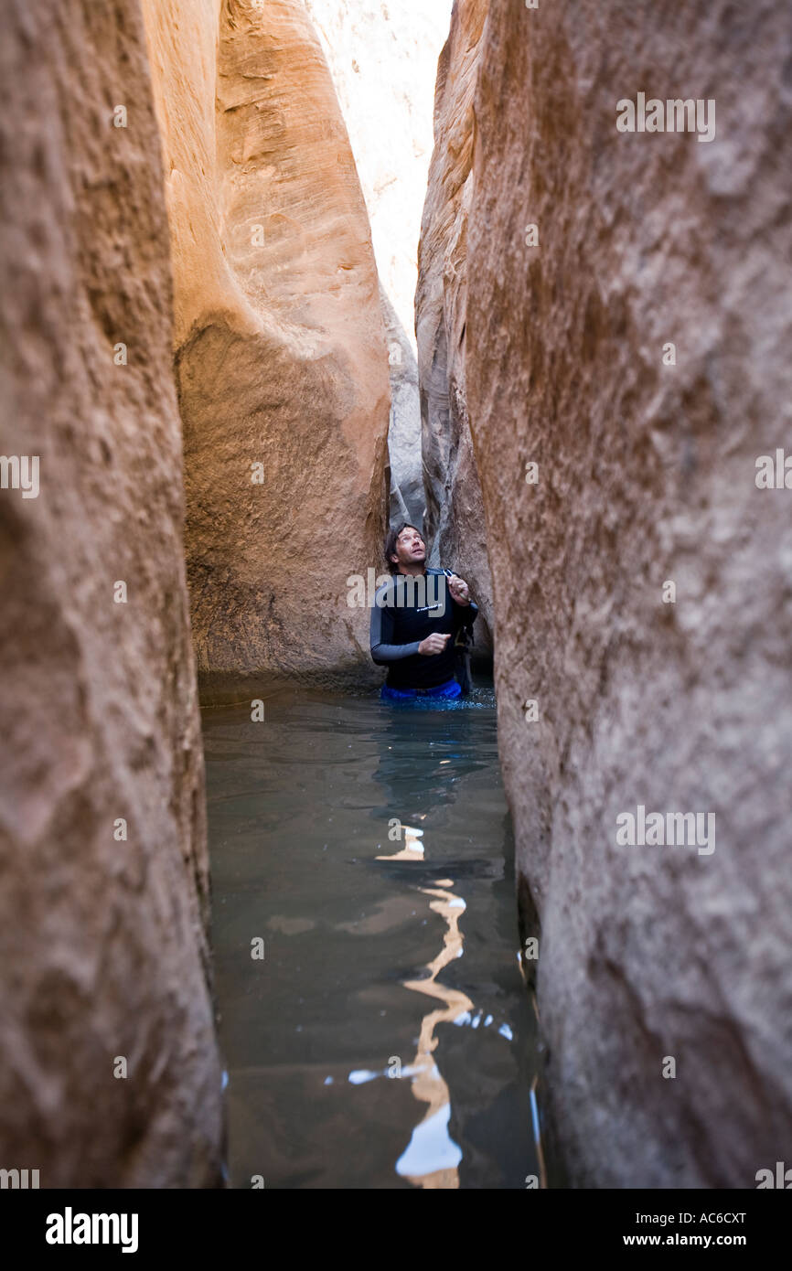 Mark Howe canyoneering in Zero Gravity Canyon in the San Rafael Swell