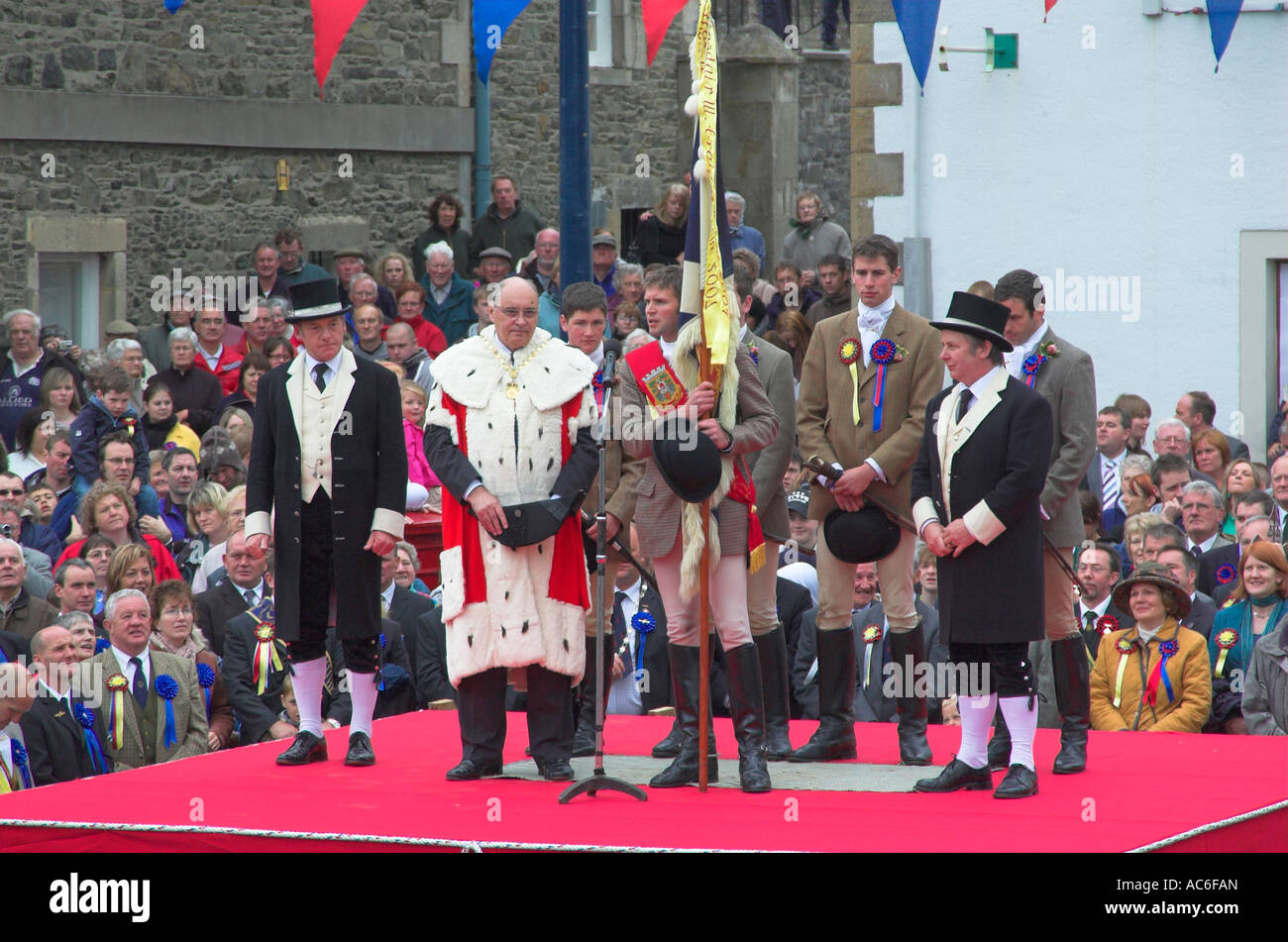 Selkirk Common Riding Standard Bearer returning Burgh flag to Provost