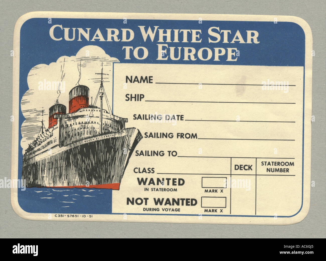 cunard luggage tags