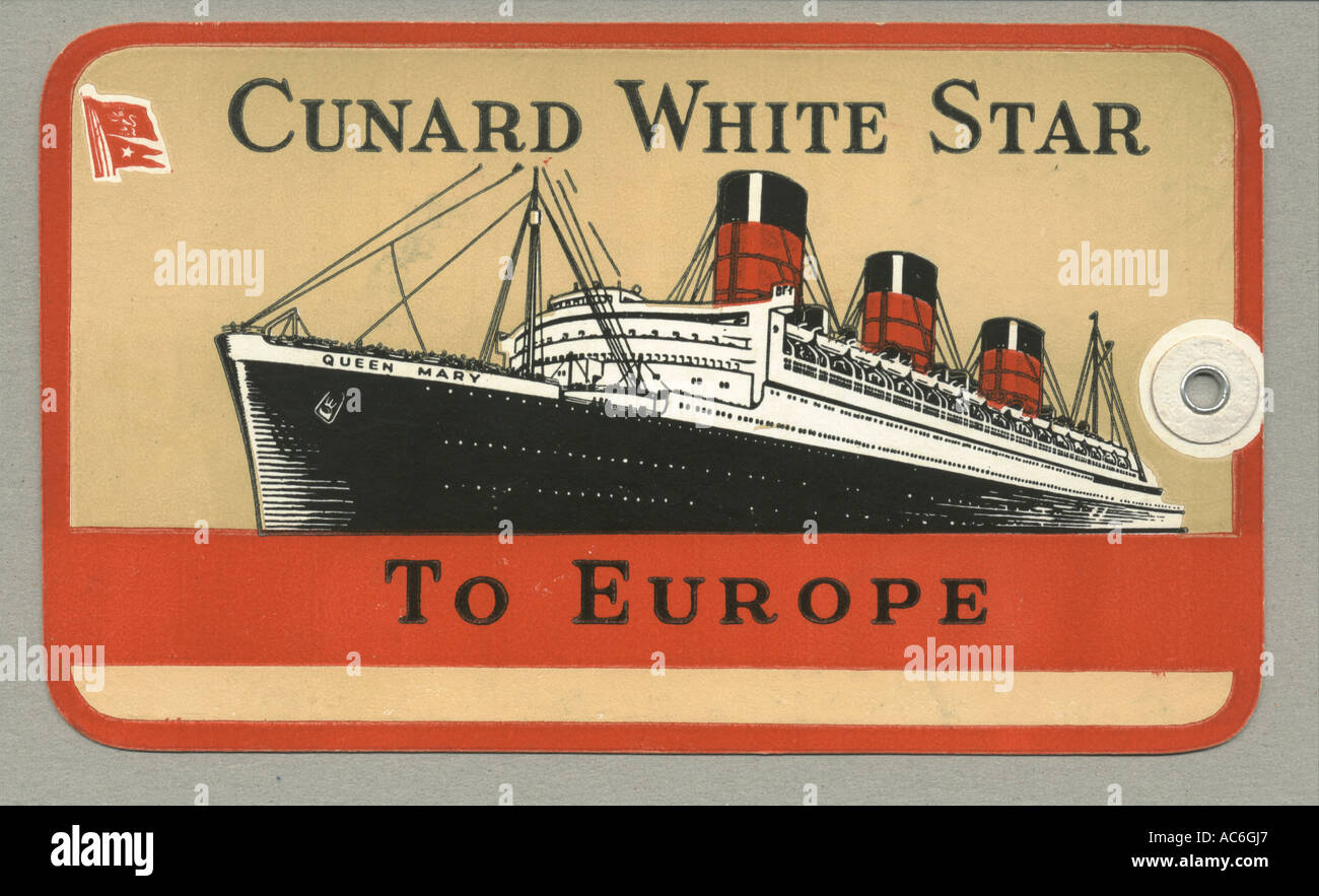 Tie on luggage label for Cunard White Star circa 1949 Stock Photo Alamy