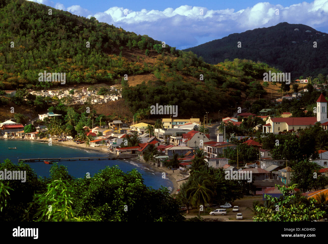 town of Deshaies on BasseTerre Island, Guadeloupe, France, French West Indies Stock Photo Alamy