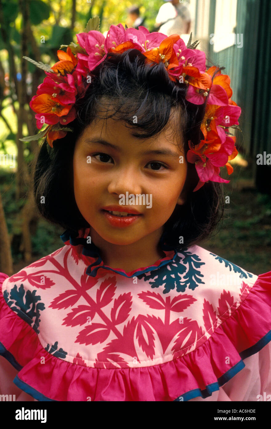 Hawaiian, Hawaiian girl, child, hula dancer, eye contact, front view