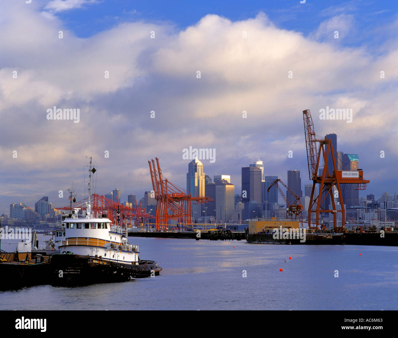 Seattle, WA View of the Port of Seattle with the city skyline and