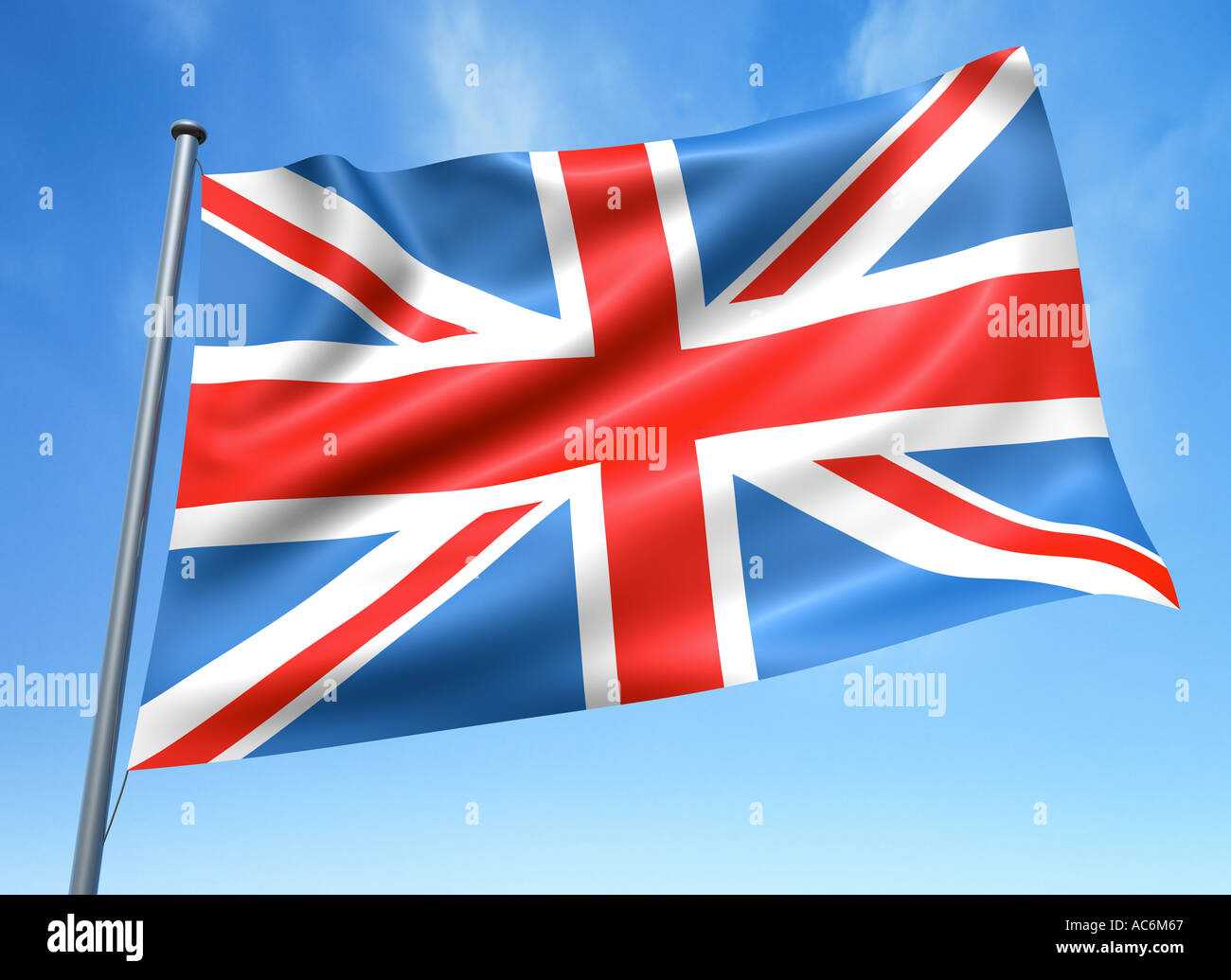 flag of the nation country Great Britain GB England flagstuff flagpole Union Jack Stock Photo