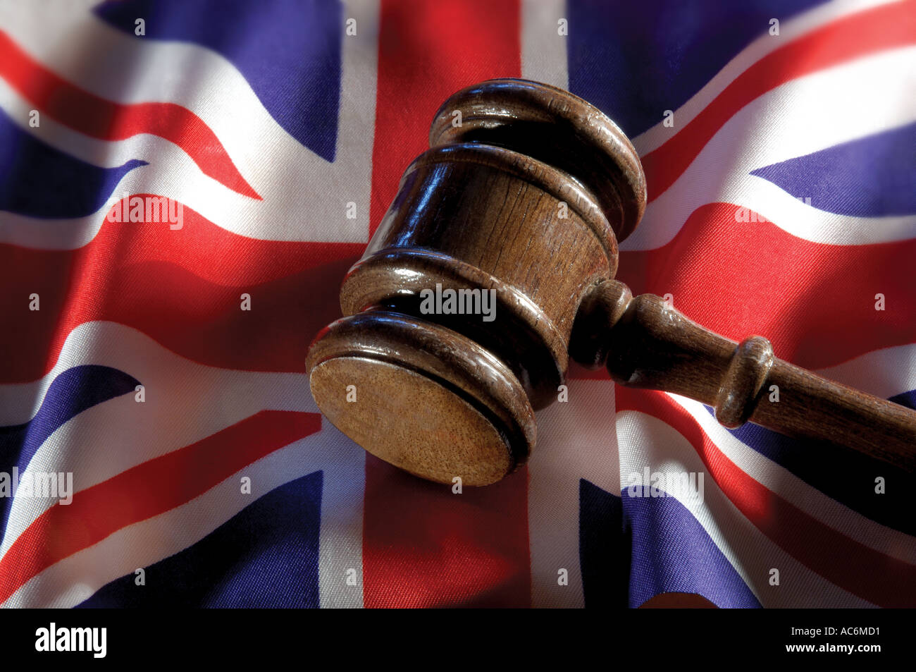 gavel on Union Jack flag British justice Stock Photo Alamy