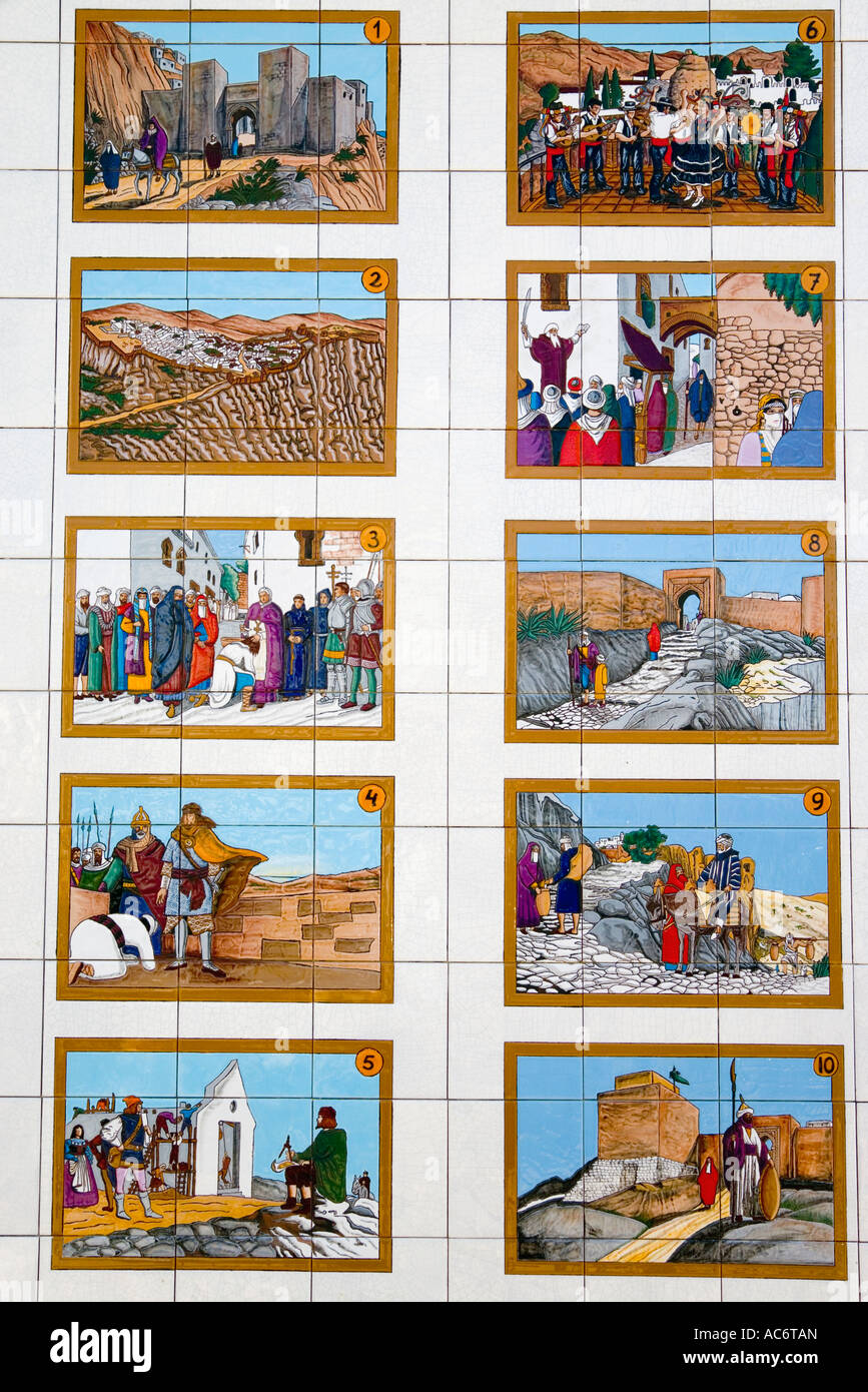 Comares Malaga Province Spain Ceramic tiles illustrating village ... Comares Malaga Province Spain Ceramic tiles illustrating village ...