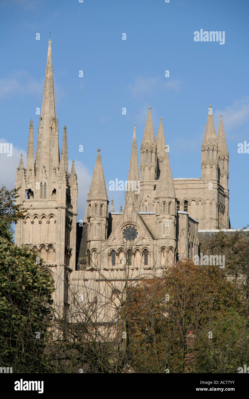 peterborough city centre market place cathedral spires cambridgeshire ...