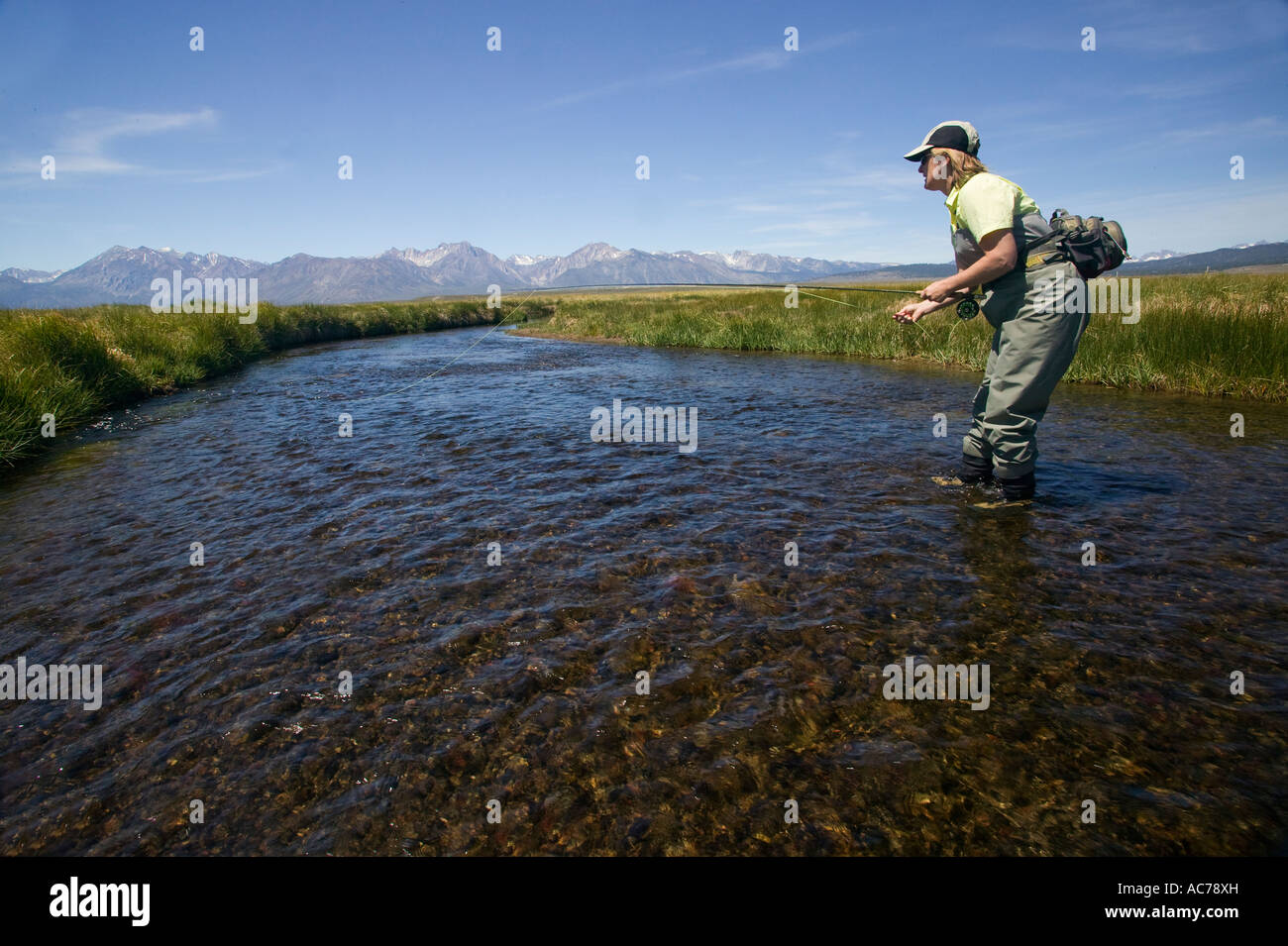 Fly fishing in Mammoth Stock Photo Alamy