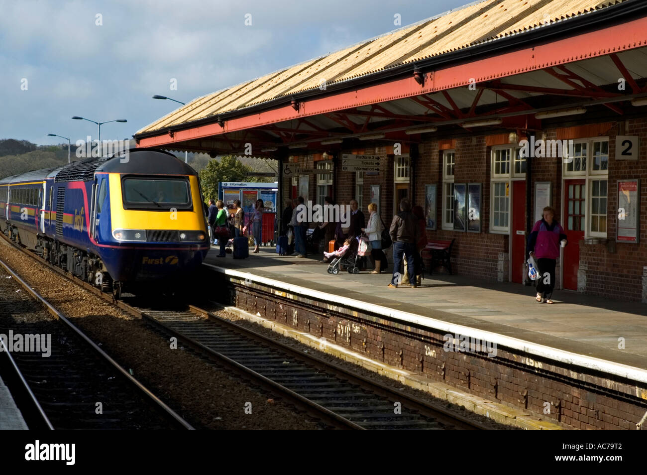 a virgin train pulling in to redruth station in cornwall,england Stock ...