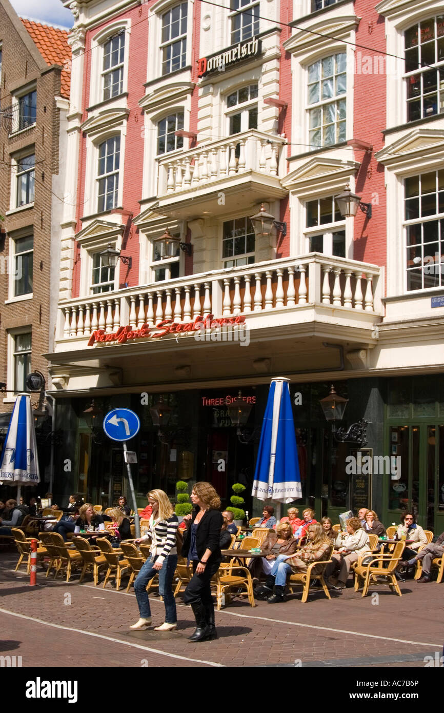 Amsterdam Leiseplein street cafe Stock Photo