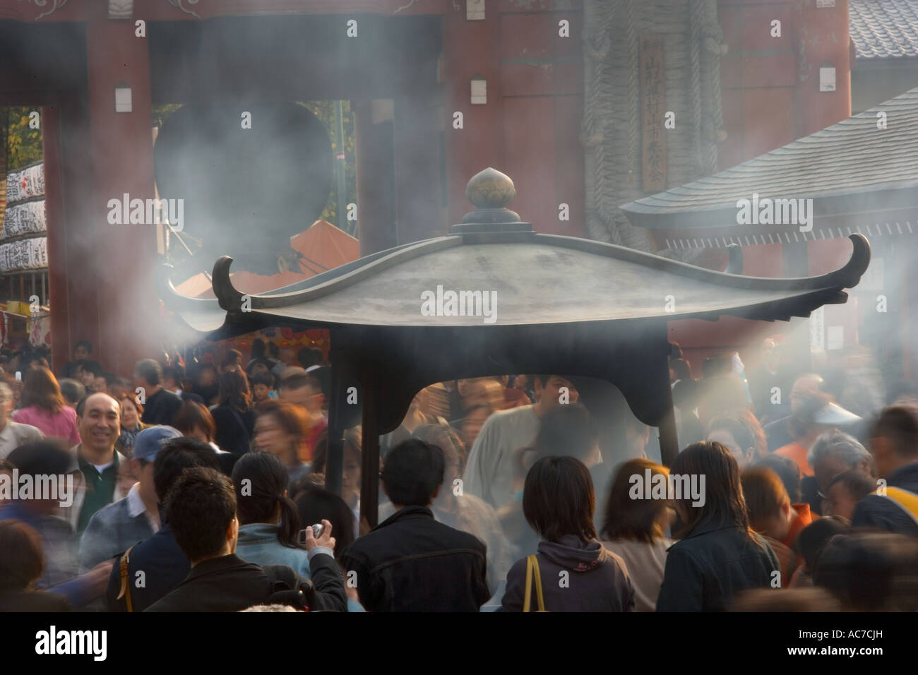 Asakusa, Burning incence, Japan Stock Photo