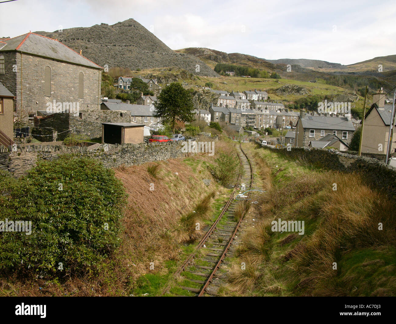 Blaenau Ffestiniog Gwynedd north Wales, showing abandoned but still