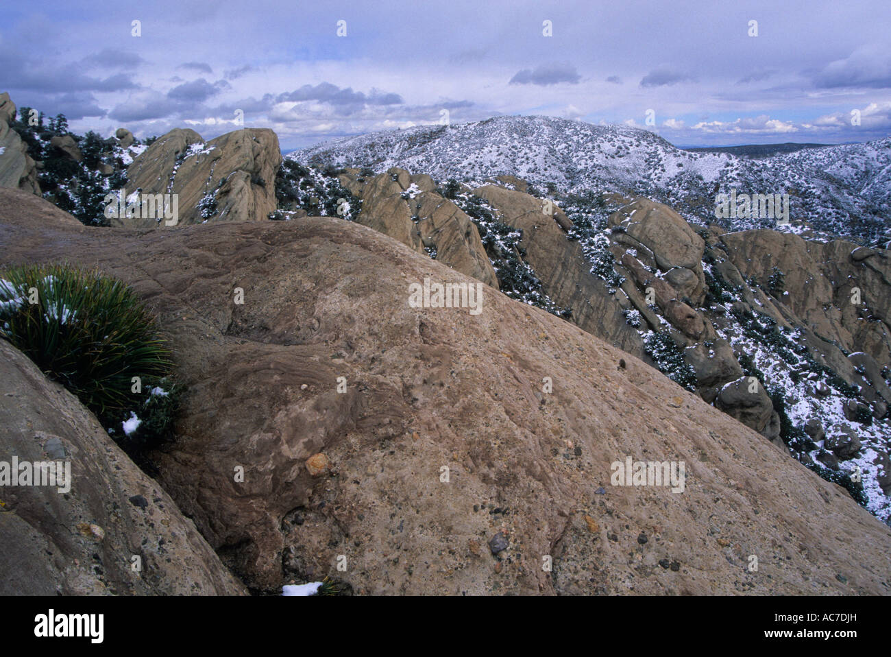 Winter snow at Devil's Punchbowl Park in Los Angeles County, California