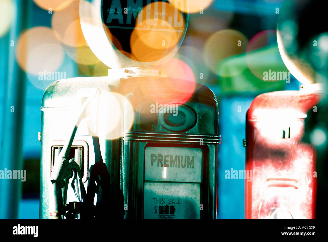 Old fashioned American gas pump with flare Stock Photo