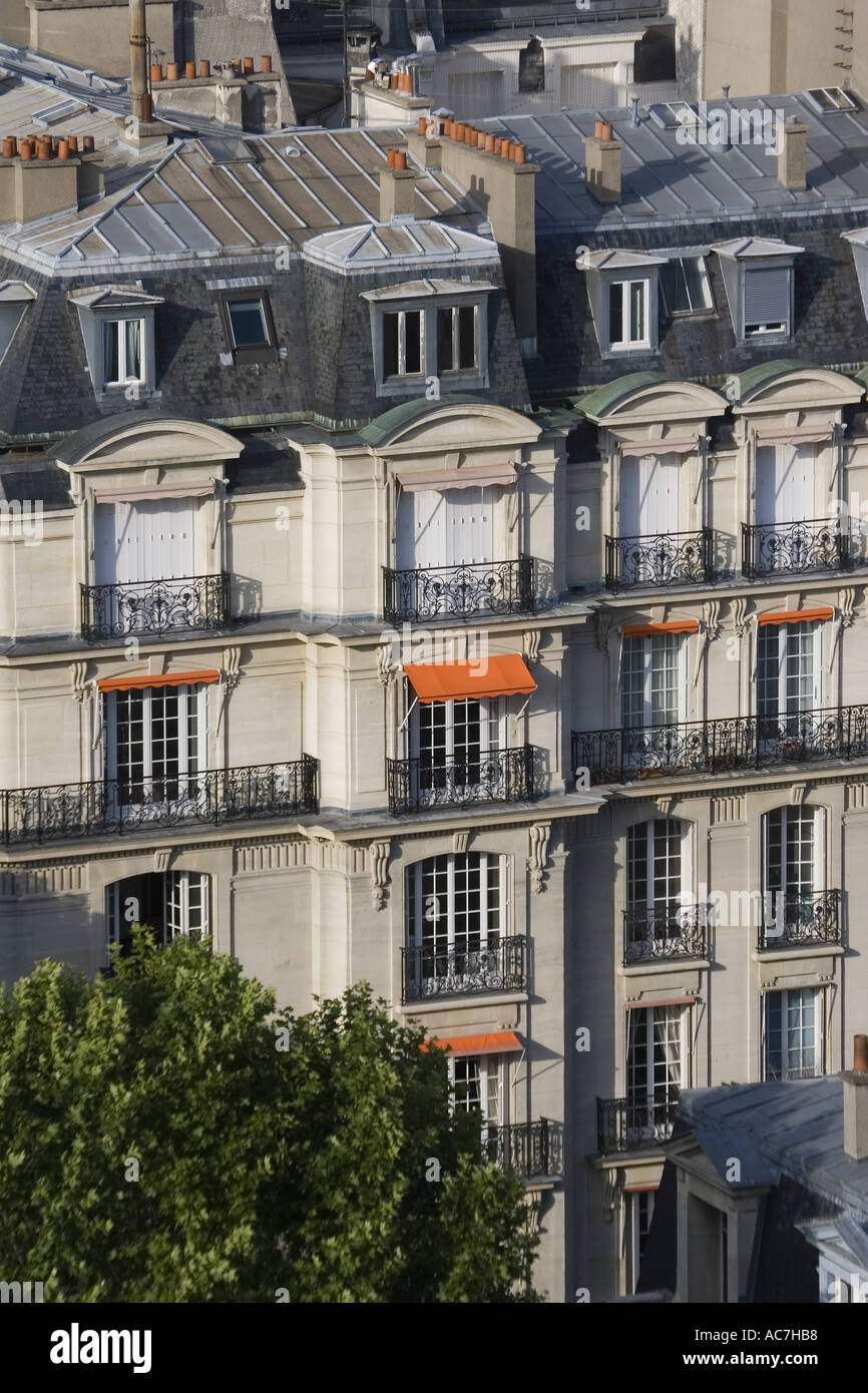 Residential buildings rooftop view from the Eiffel Tower Paris France