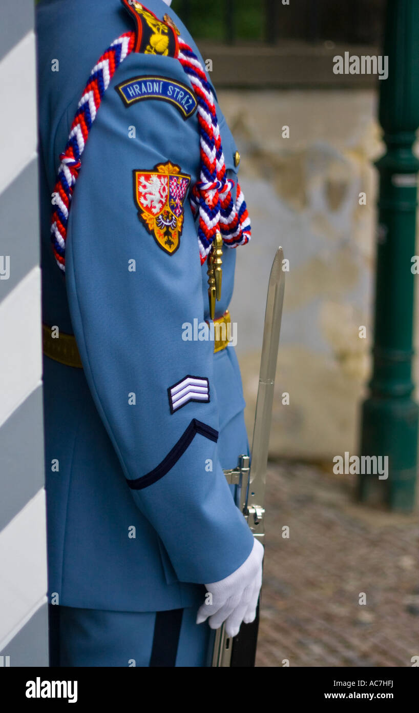 Detail of a guards uniform outside Prague Castle in the Czech Republic Stock Photo