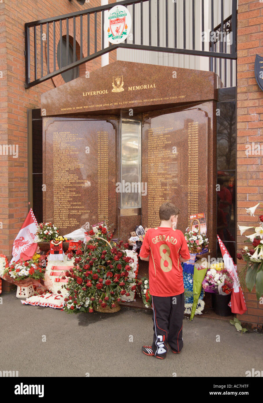 Young fan Liverpool Memorial to fans who died at Hillsborough Liverpool