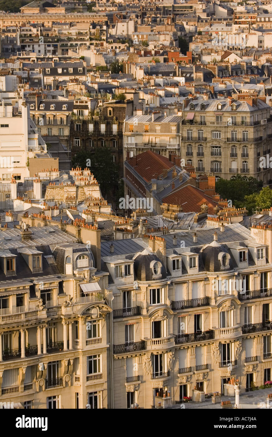 Residential buildings rooftop view from the Eiffel Tower Paris France Stock Photo Alamy