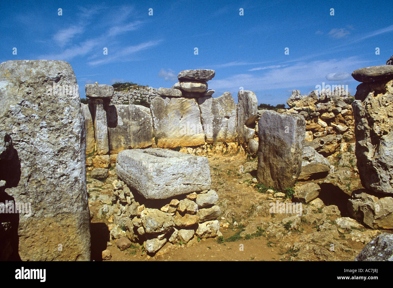 Torre D En Gaumes ancient complex of stone structures Menorca Stock Photo