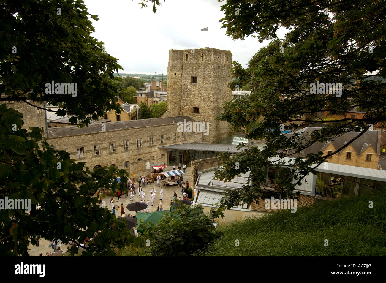 Oxford castle the Saxon tower the oldest part from castle Mound Stock Photo