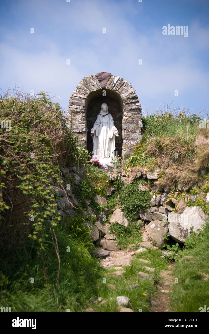 Shrine to St Non, mother of St David who is patron saint of Wales. Stock Photo
