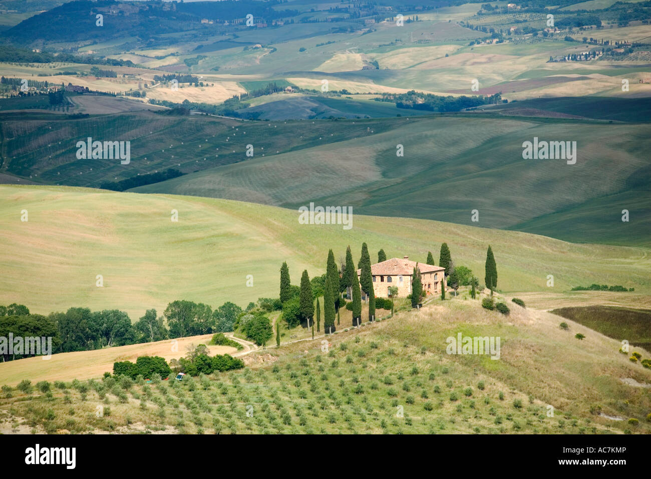 Belvedere farmhouse near San Quirico d Orcia in Tuscany Italy Stock Photo