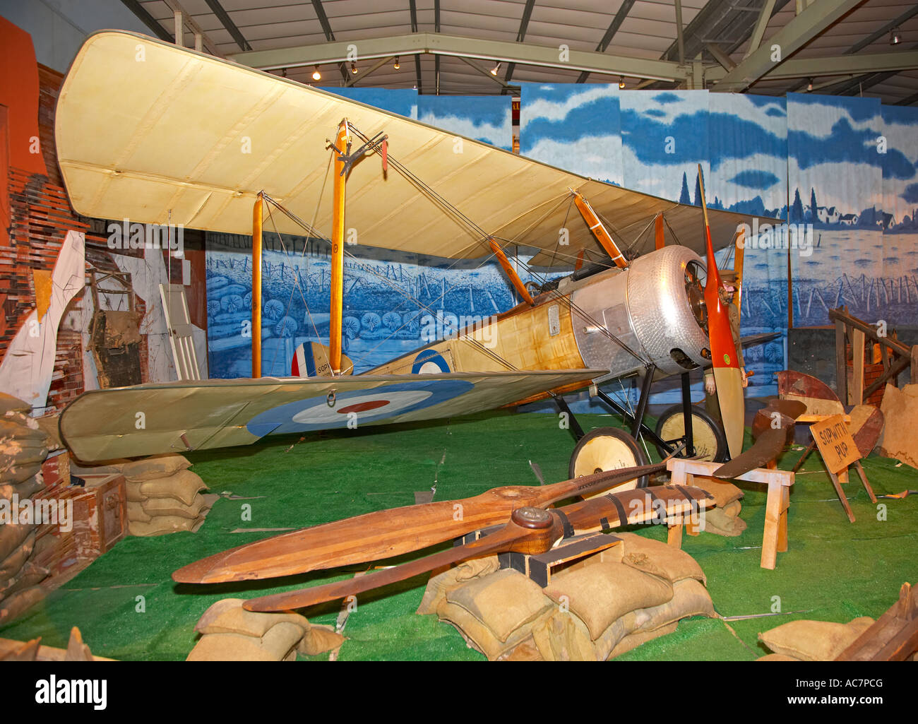Sopwith Pup Biplane at the Fleet Air Arm Museum, Yeovilton, Somerset, England, UK Stock Photo
