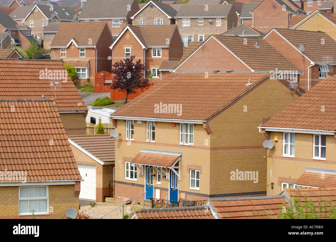Modern private housing estate at Gilfach Goch South Wales UK EU Stock