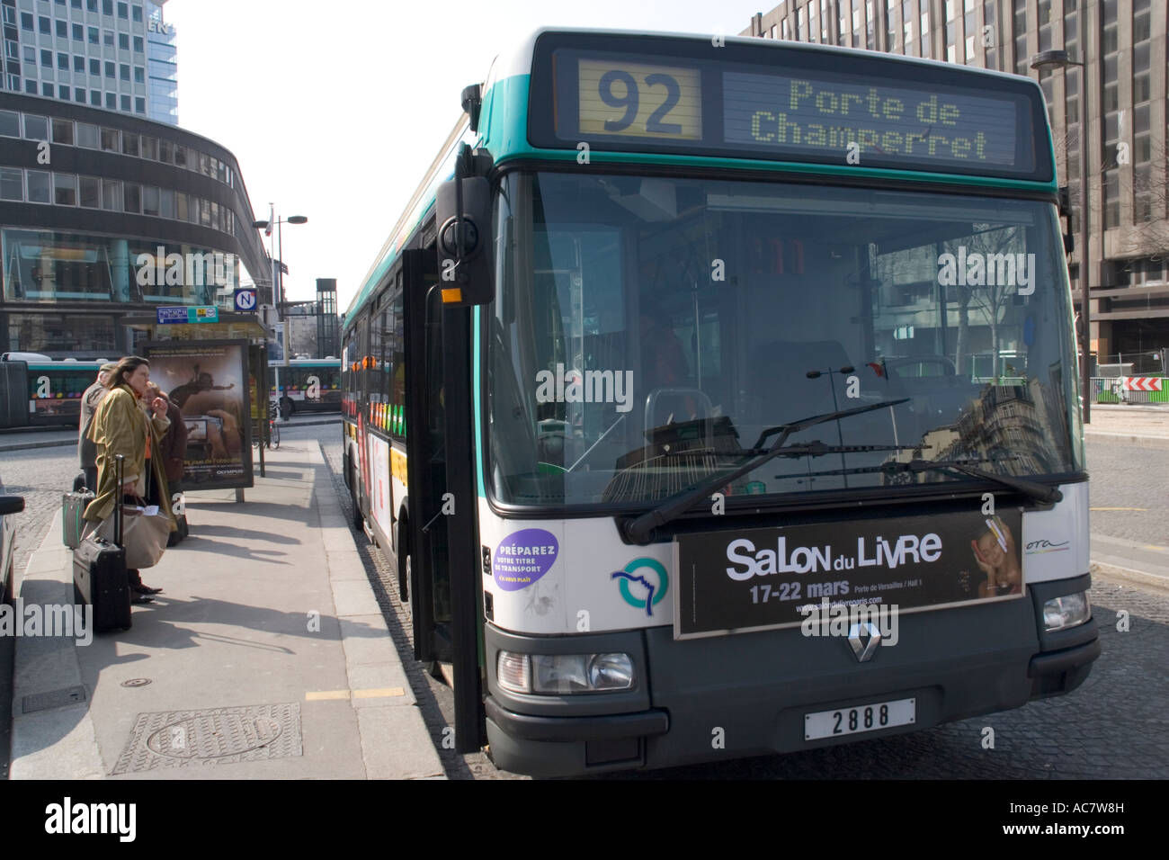 92 Bus outside its terminus at Montparnasse in Paris France Spring 2006  Oliver Knight Stock Photo - Alamy