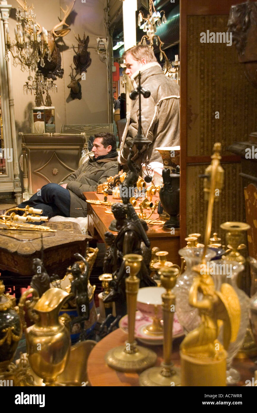 Antiques market Marche aux puces de St Ouen in Paris France March