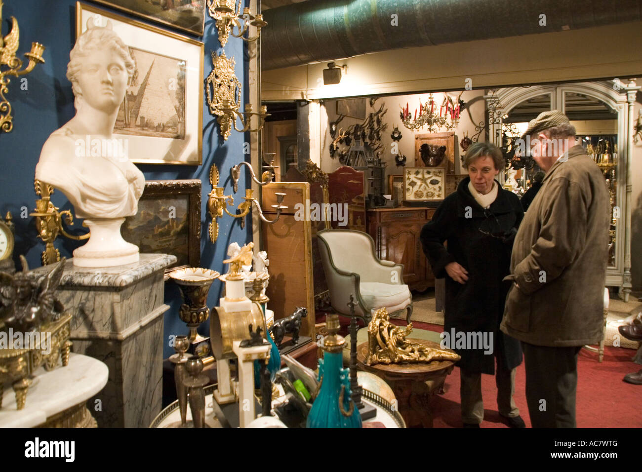 Antiques market Marche aux puces de St Ouen in Paris France March