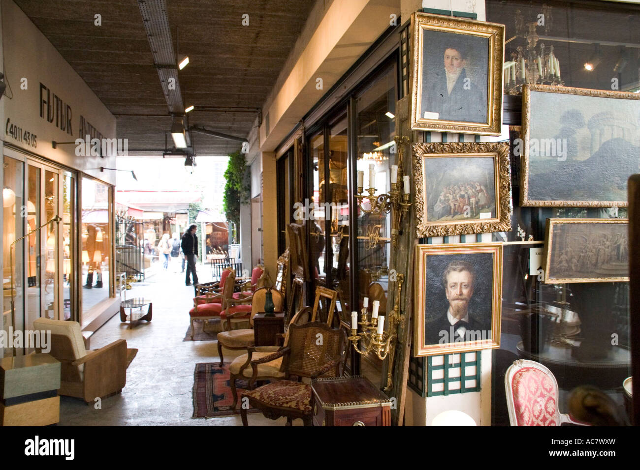 Antiques market Marche aux puces de St Ouen in Paris France March