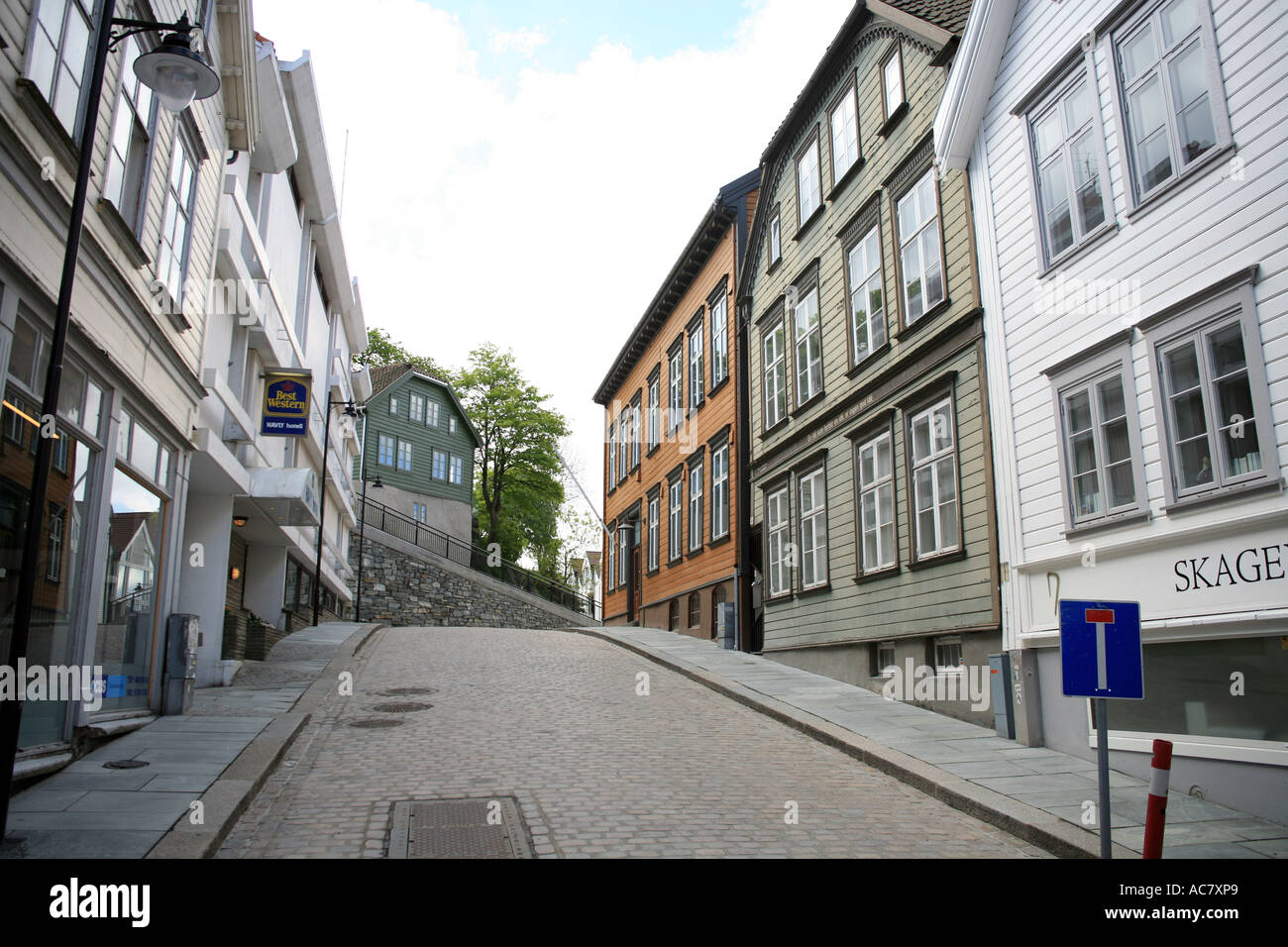 Empty street in Stavanger, Norway Stock Photo