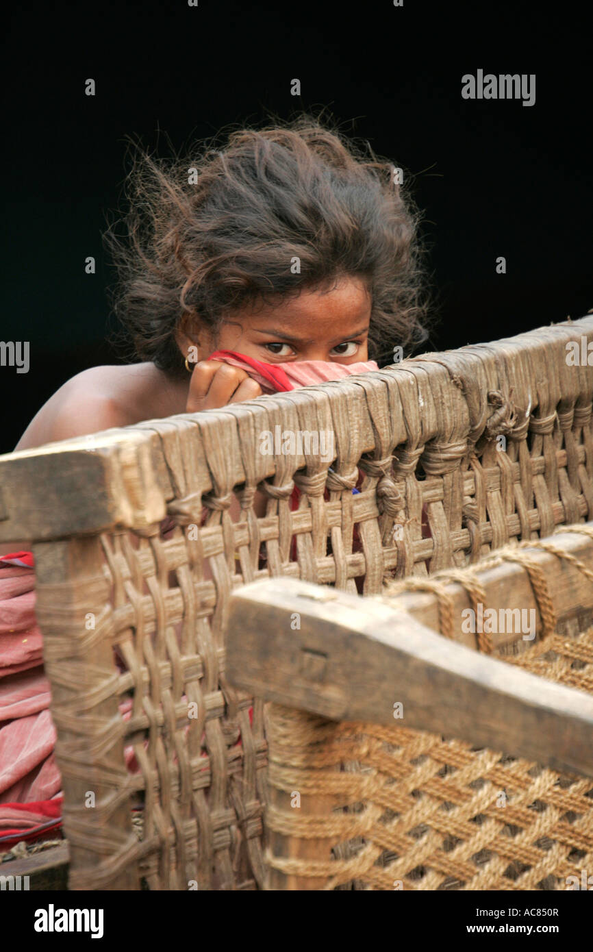 Desia Kondh girl at Bhapbur village near Rayagada, Orissa, India Stock Photo