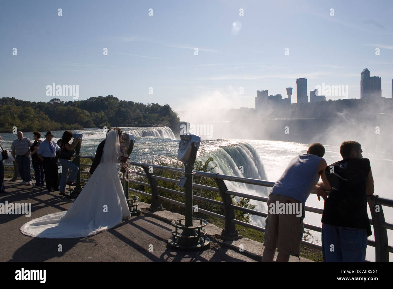 Tourists At Niagara Falls Adult Barrier Binoculars Blue Boy