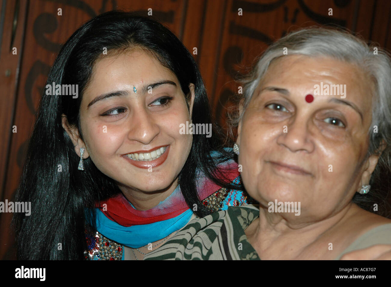 SMA79081 South Asian Indian mother and daughter Model Released Stock Photo
