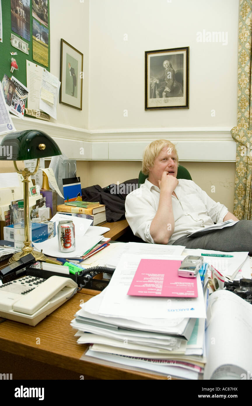 Boris Johnson, Conservative MP for Henley in his office in Portcullis House, London, England Stock Photo