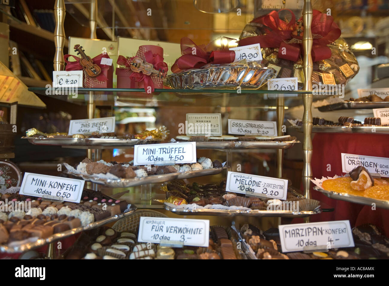 Vienna Austria Confiserie shop window with sweets Stock Photo