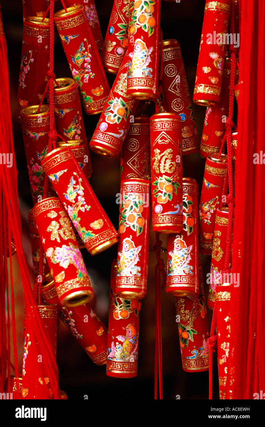 Chinese firecracker decoration on display during the Lunar New Year ...