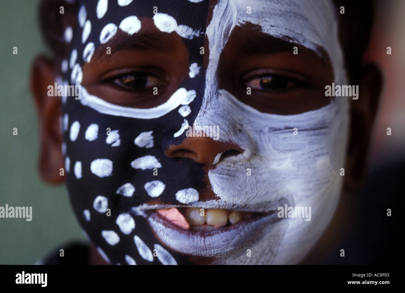 Aboriginal child with face paint 1445 Stock Photo Alamy
