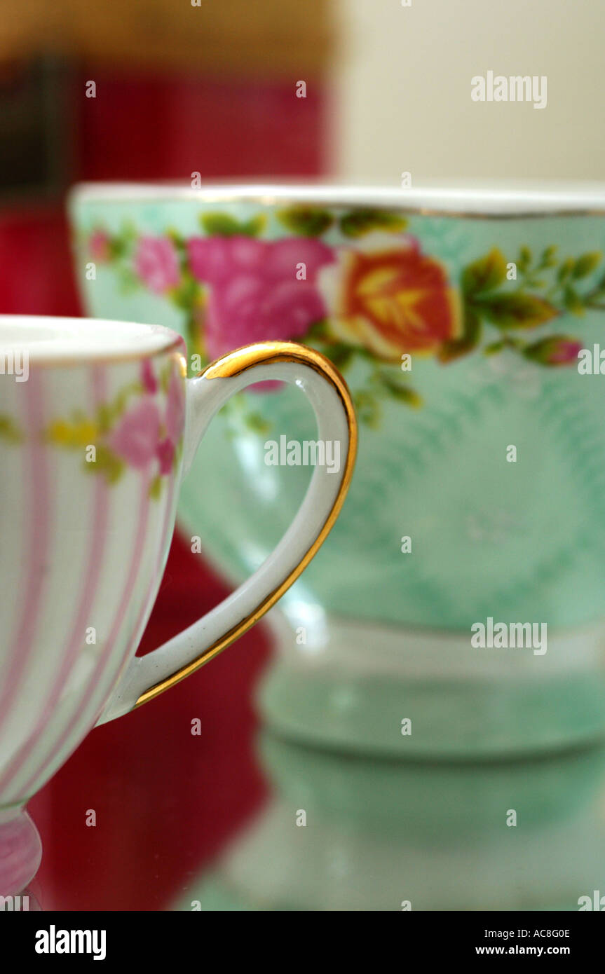 Decorated tea cups Stock Photo Alamy