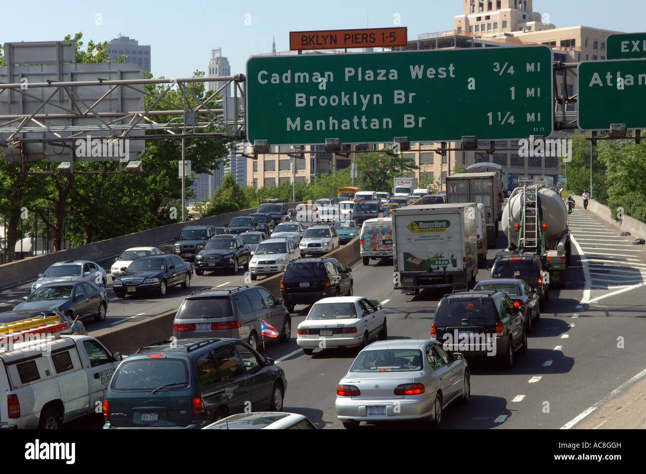 Traffic on the Brooklyn Queens Expressway in NYC Stock Photo Alamy