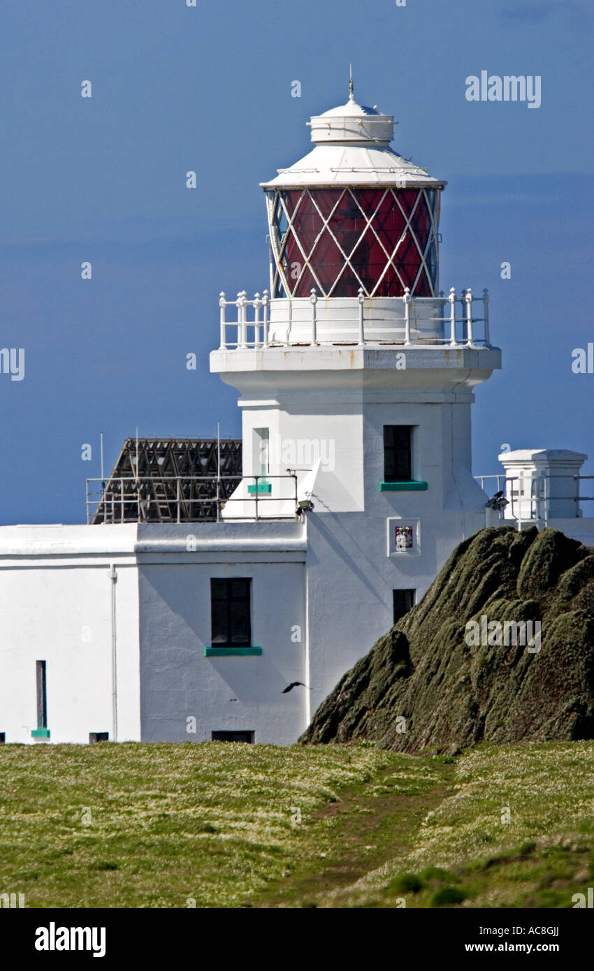 Skokholm Island Trinity Lighthouse. Stock Photo