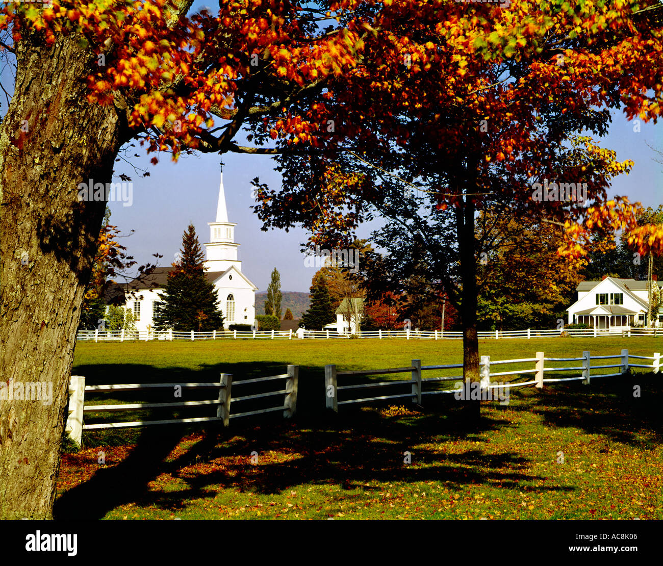 Craftsbury Common in rural Vermont during the Fall season when the