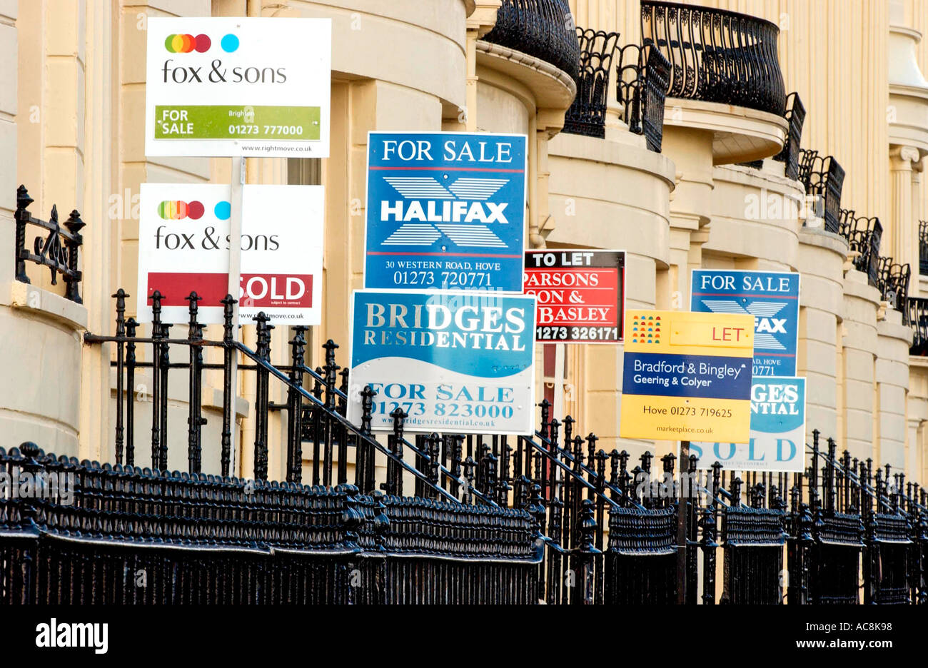 For sale and to let boards on a Regency terrace in Hove East Sussex